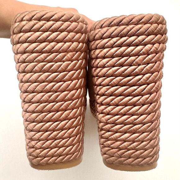 Valentino Garavani Torchon Rockstud Wedge Espadrille Sandals Nude Leather EU 41 - Picture 8 of 15